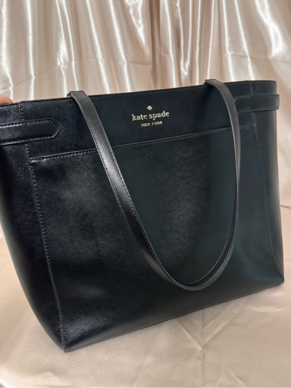kate spade Staci New York Black Leather Tote Bag - Picture 4 of 16